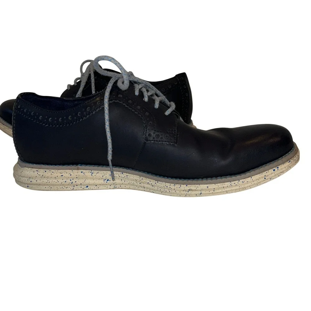 Cole Haan Lunargrand Oxford 8.5 Mens Navy Blue Leather Wingtip Speckled C12091